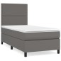 vidaXL Cama box spring con colchón cuero sintético gris 100x200 cm