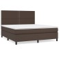vidaXL Cama box spring con colchón cuero sintético marrón 180x200 cm