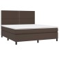 vidaXL Cama box spring con colchón cuero sintético marrón 180x200 cm
