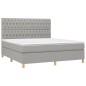 vidaXL Cama box spring con colchón tela gris claro 180x200 cm