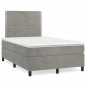 vidaXL Cama box spring con colchón terciopelo gris claro 120x200 cm vidaXL Cama box spring con colchón terciopelo gris claro 120x200 cm