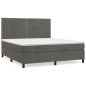 vidaXL Cama box spring con colchón terciopelo gris oscuro 160x200 cm vidaXL Cama box spring con colchón terciopelo gris oscuro 160x200 cm