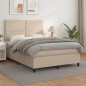 vidaXL Cama box spring con colchón cuero sintético capuchino 140x200cm vidaXL Cama box spring con colchón cuero sintético capuchino 140x200cm