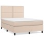 vidaXL Cama box spring con colchón cuero sintético capuchino 140x200cm vidaXL Cama box spring con colchón cuero sintético capuchino 140x200cm