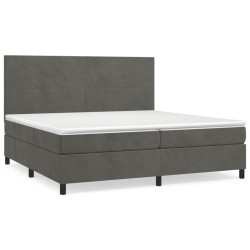vidaXL Cama box spring con colchón terciopelo gris oscuro 200x200 cm