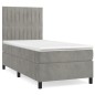 vidaXL Cama box spring con colchón terciopelo gris claro 90x190 cm vidaXL Cama box spring con colchón terciopelo gris claro 90x190 cm