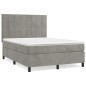 vidaXL Cama box spring con colchón terciopelo gris claro 140x190 cm vidaXL Cama box spring con colchón terciopelo gris claro 140x190 cm