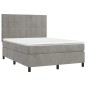 vidaXL Cama box spring con colchón terciopelo gris claro 140x190 cm vidaXL Cama box spring con colchón terciopelo gris claro 140x190 cm