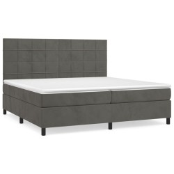 vidaXL Cama box spring con colchón terciopelo gris oscuro 200x200 cm