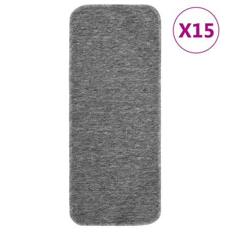 vidaXL Alfombrillas de escalera 15 uds gris rectangular 60x25 cm