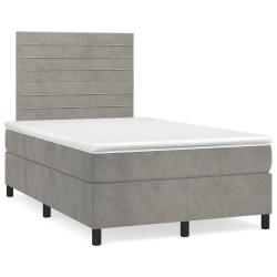 vidaXL Cama box spring con colchón terciopelo gris claro 120x200 cm