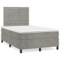 vidaXL Cama box spring con colchón terciopelo gris claro 120x200 cm vidaXL Cama box spring con colchón terciopelo gris claro 120x200 cm