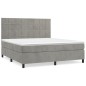 vidaXL Cama box spring con colchón terciopelo gris claro 160x200 cm