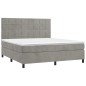 vidaXL Cama box spring con colchón terciopelo gris claro 160x200 cm