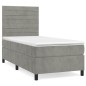 vidaXL Cama box spring con colchón terciopelo gris claro 100x200 cm vidaXL Cama box spring con colchón terciopelo gris claro 100x200 cm