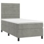 vidaXL Cama box spring con colchón terciopelo gris claro 100x200 cm vidaXL Cama box spring con colchón terciopelo gris claro 100x200 cm