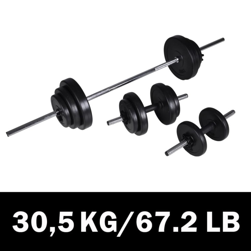 vidaXL Set de pesas + 2 mancuernas 30,5 kg vidaXL Set de pesas + 2 mancuernas 30,5 kg