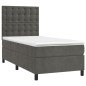 vidaXL Cama box spring con colchón terciopelo gris oscuro 80x200 cm vidaXL Cama box spring con colchón terciopelo gris oscuro 80x200 cm