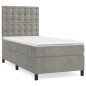vidaXL Cama box spring con colchón terciopelo gris claro 100x200 cm vidaXL Cama box spring con colchón terciopelo gris claro 100x200 cm