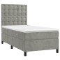 vidaXL Cama box spring con colchón terciopelo gris claro 100x200 cm vidaXL Cama box spring con colchón terciopelo gris claro 100x200 cm