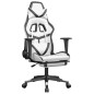 vidaXL Silla gaming con reposapiés cuero sintético blanco negro vidaXL Silla gaming con reposapiés cuero sintético blanco negro