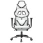 vidaXL Silla gaming con reposapiés cuero sintético blanco negro vidaXL Silla gaming con reposapiés cuero sintético blanco negro