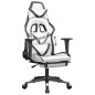 vidaXL Silla gaming con reposapiés cuero sintético blanco negro vidaXL Silla gaming con reposapiés cuero sintético blanco negro