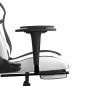 vidaXL Silla gaming con reposapiés cuero sintético blanco negro vidaXL Silla gaming con reposapiés cuero sintético blanco negro