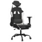 vidaXL Silla gaming con reposapiés cuero sintético negro blanco vidaXL Silla gaming con reposapiés cuero sintético negro blanco