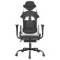 vidaXL Silla gaming con reposapiés cuero sintético negro blanco vidaXL Silla gaming con reposapiés cuero sintético negro blanco