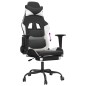vidaXL Silla gaming con reposapiés cuero sintético negro blanco vidaXL Silla gaming con reposapiés cuero sintético negro blanco