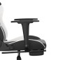 vidaXL Silla gaming con reposapiés cuero sintético negro blanco vidaXL Silla gaming con reposapiés cuero sintético negro blanco