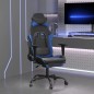 vidaXL Silla gaming con reposapiés cuero sintético negro azul vidaXL Silla gaming con reposapiés cuero sintético negro azul
