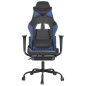 vidaXL Silla gaming con reposapiés cuero sintético negro azul vidaXL Silla gaming con reposapiés cuero sintético negro azul