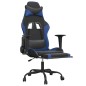 vidaXL Silla gaming con reposapiés cuero sintético negro azul vidaXL Silla gaming con reposapiés cuero sintético negro azul