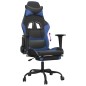 vidaXL Silla gaming con reposapiés cuero sintético negro azul vidaXL Silla gaming con reposapiés cuero sintético negro azul