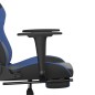 vidaXL Silla gaming con reposapiés cuero sintético negro azul vidaXL Silla gaming con reposapiés cuero sintético negro azul
