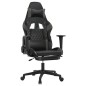 vidaXL Silla gaming con reposapiés cuero sintético negro gris vidaXL Silla gaming con reposapiés cuero sintético negro gris