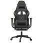 vidaXL Silla gaming con reposapiés cuero sintético negro gris vidaXL Silla gaming con reposapiés cuero sintético negro gris