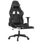 vidaXL Silla gaming con reposapiés cuero sintético negro gris vidaXL Silla gaming con reposapiés cuero sintético negro gris
