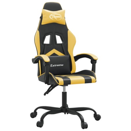 vidaXL Silla gaming cuero sintético negro y dorado