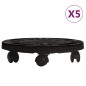 vidaXL Soporte con ruedas para plantas 5 uds negro diámetro 30cm 170kg vidaXL Soporte con ruedas para plantas 5 uds negro diámetro 30cm 170kg