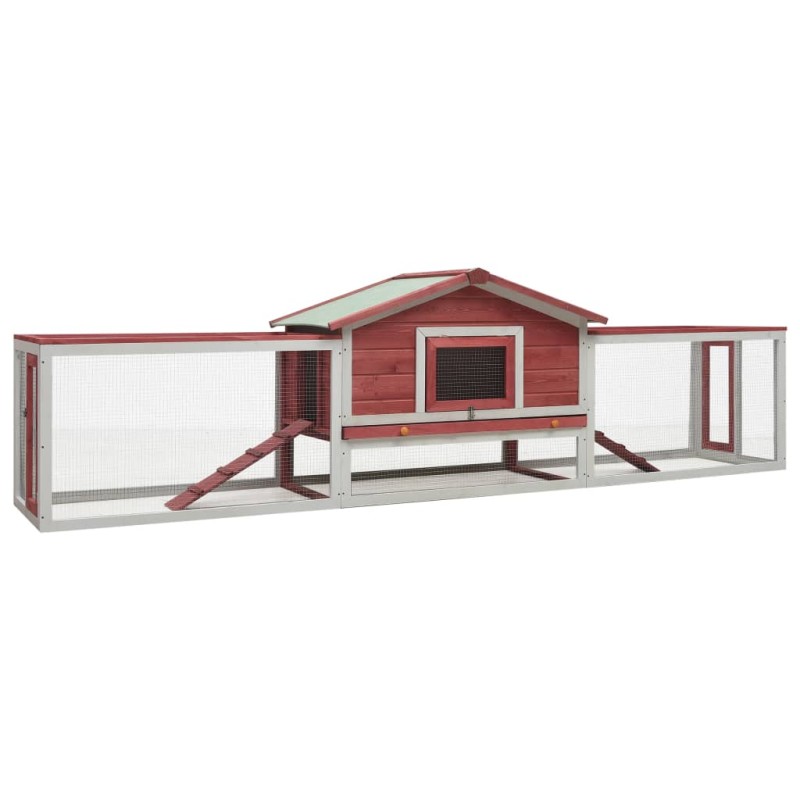 vidaXL Conejera madera maciza pino y abeto rojo 310x70x87 cm vidaXL Conejera madera maciza pino y abeto rojo 310x70x87 cm