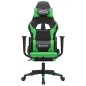 vidaXL Silla gaming con reposapiés cuero sintético negro verde vidaXL Silla gaming con reposapiés cuero sintético negro verde