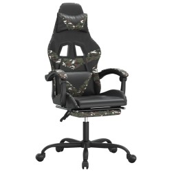 vidaXL Silla gaming con reposapiés cuero sintético negro camuflaje