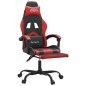 vidaXL Silla gaming con reposapiés cuero sintético negro rojo vidaXL Silla gaming con reposapiés cuero sintético negro rojo