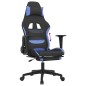 vidaXL Silla gaming con reposapiés tela negro y azul vidaXL Silla gaming con reposapiés tela negro y azul