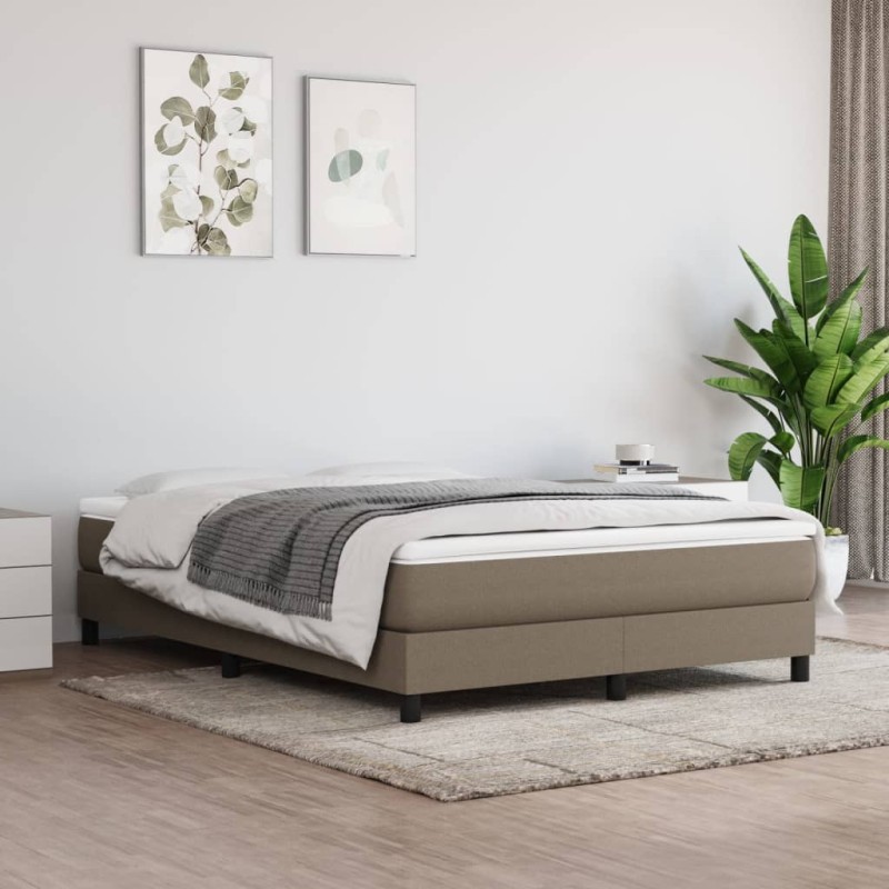 vidaXL Cama box spring con colchón tela gris taupe 160x200 cm vidaXL Cama box spring con colchón tela gris taupe 160x200 cm