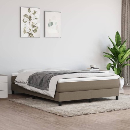vidaXL Cama box spring con colchón tela gris taupe 160x200 cm