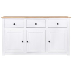 vidaXL Aparador de madera de pino estilo Panamá blanco 135x40x80 cm
